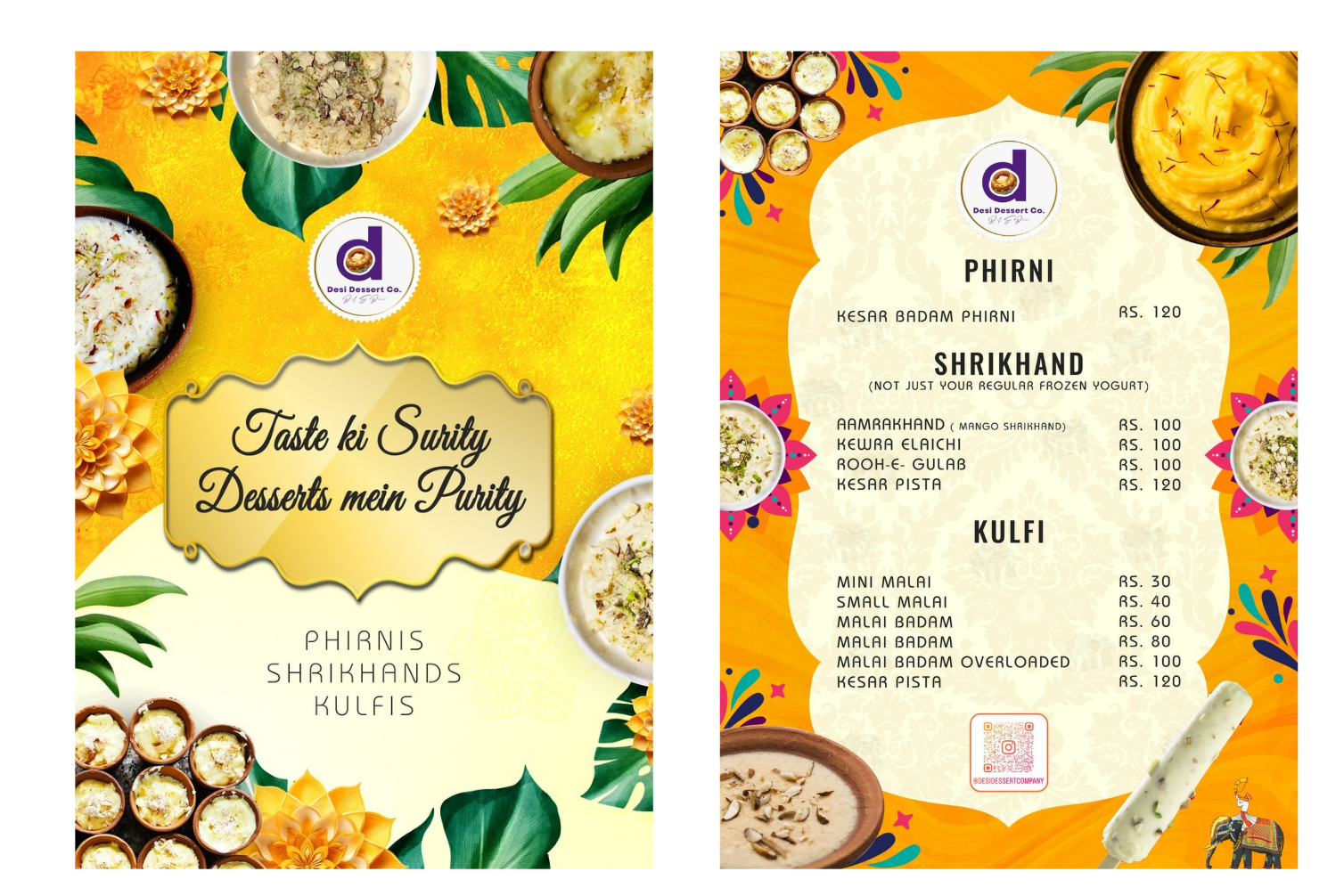 Desi Dessert Co. menu design