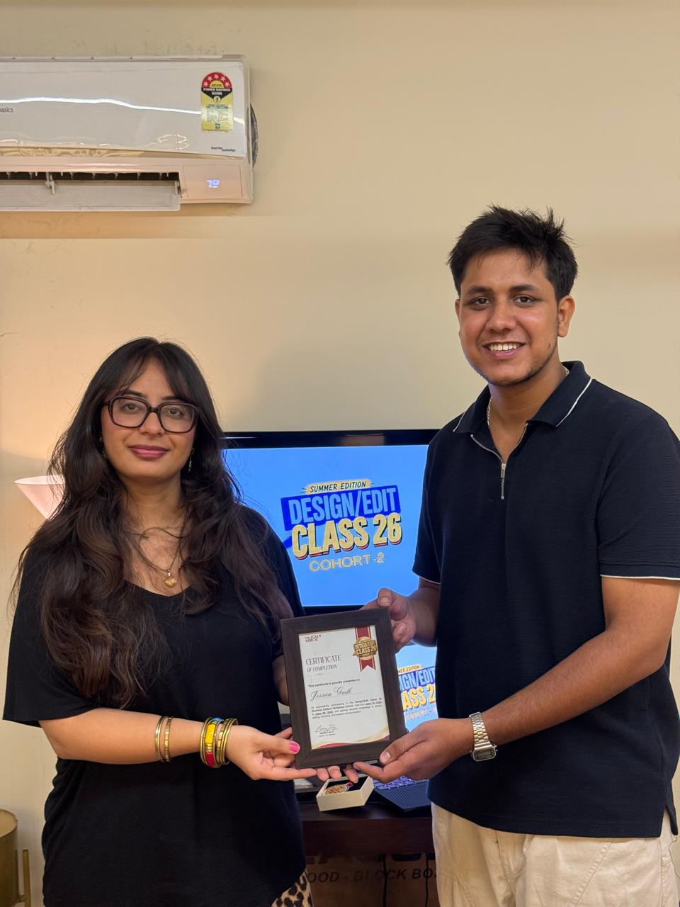 Graduate with her Design/Edit Class 26 certificate